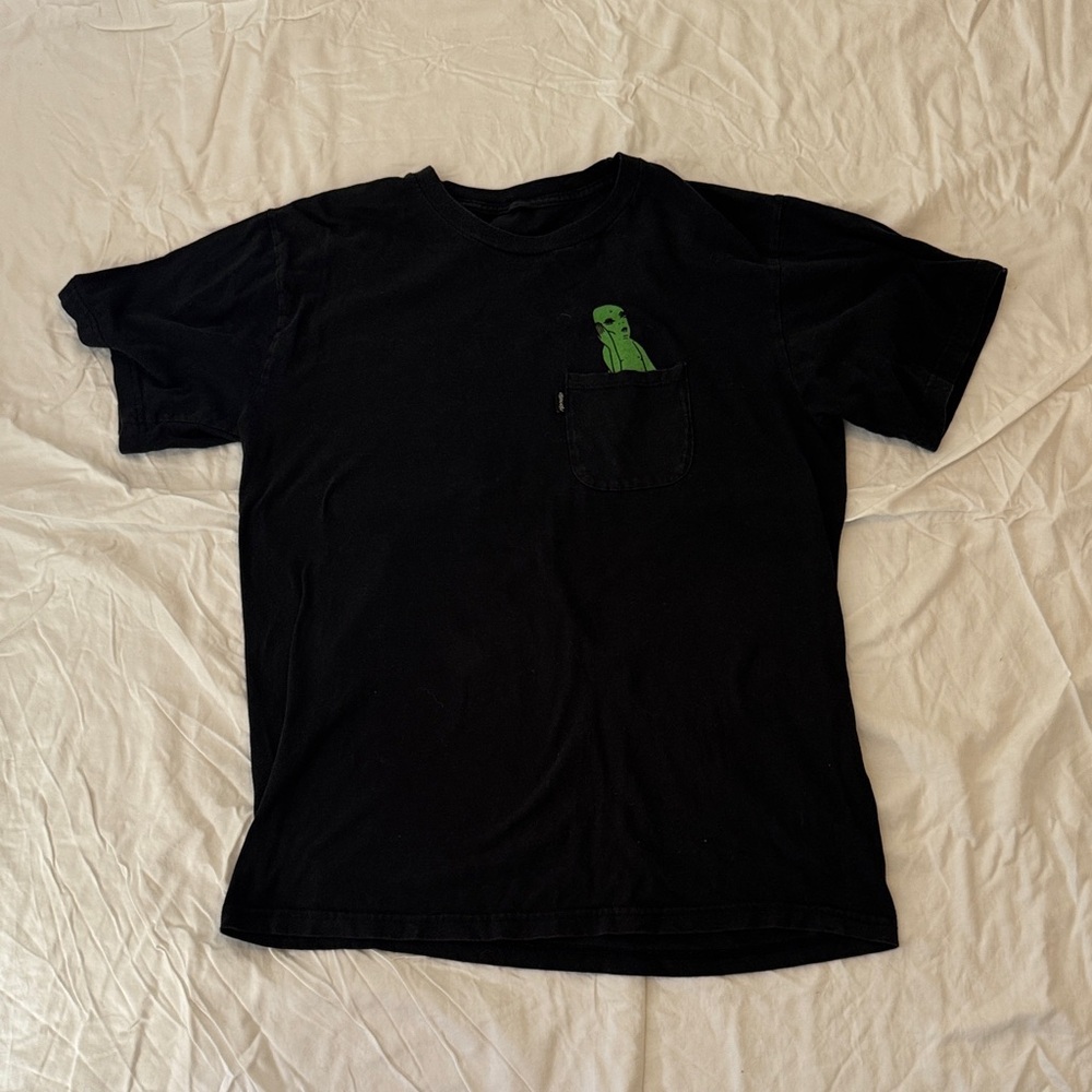 Ripndip Black Tee with Green Alien Graphic